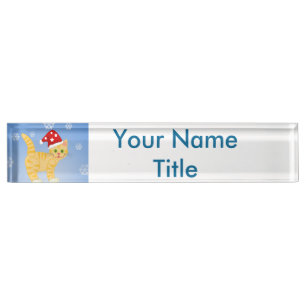 Placa De Nombre Funny Navidades Personalizado Gato Escritorio Nomb