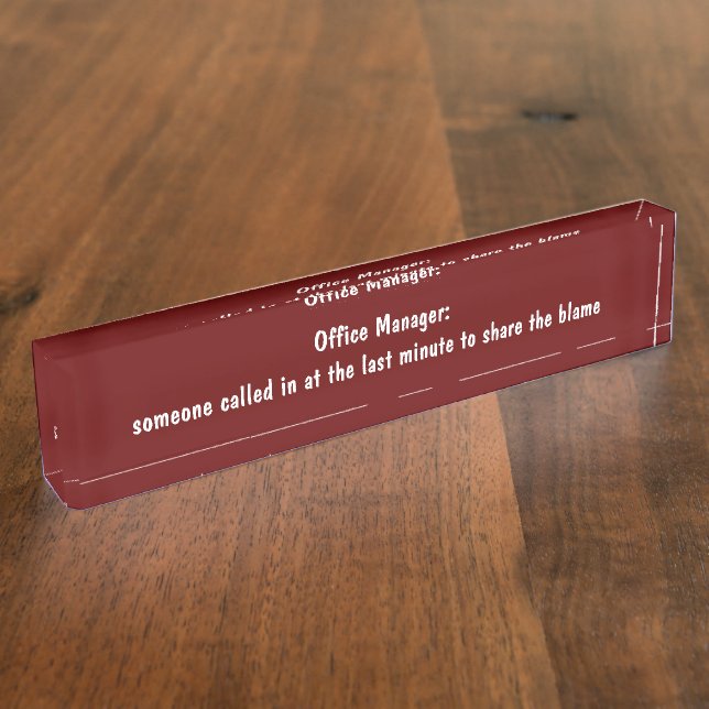 Placa De Nombre Funny Office Manager (Lateral)