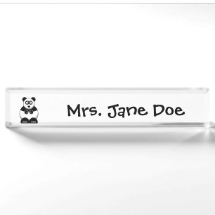 Placa De Nombre Funny Pandamonium Panda Personalizado, Cute Stress