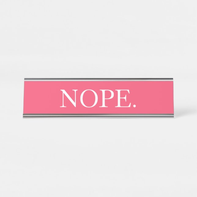 Placa De Nombre Funny Pink Nope (Anverso)