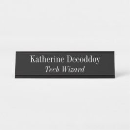 Placa De Nombre Funny Tech Wizard Black