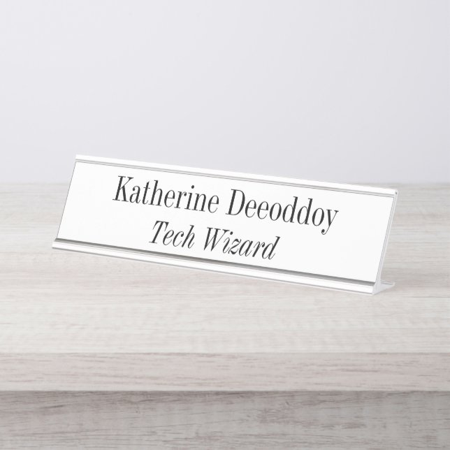 Placa De Nombre Funny Tech Wizard White (Anverso)