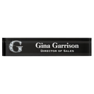 Placa De Nombre G Faux Diamond Desk Nameplate