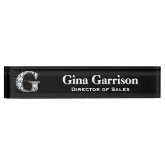 Placa De Nombre G Faux Diamond Desk Nameplate