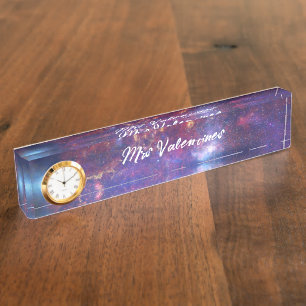 Placa De Nombre Galaxia Espacio Vía Láctea Profesora Escuela Cute 