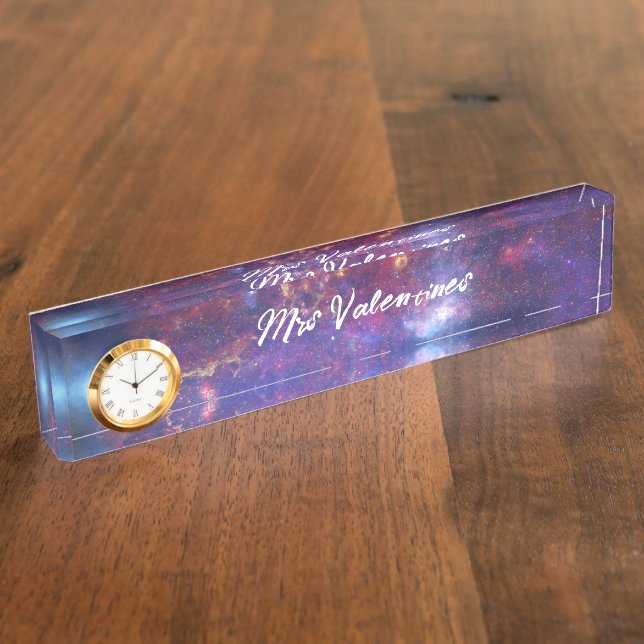 Placa De Nombre Galaxia Espacio Vía Láctea Profesora Escuela Cute  (Lateral)