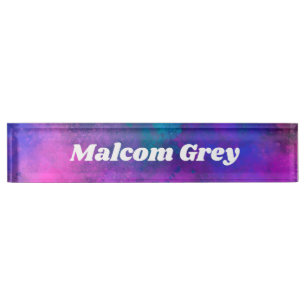 Placa De Nombre Galaxia Paint Splatter efecto