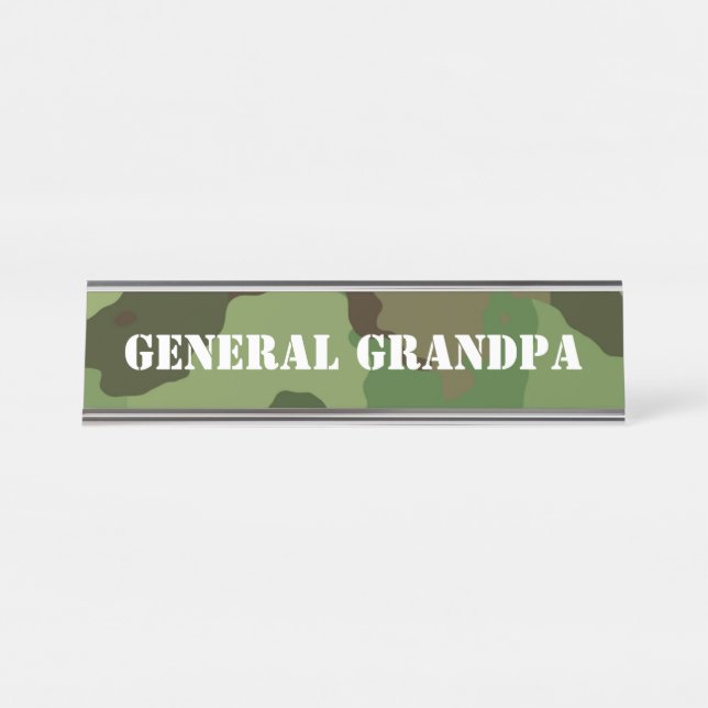 Placa De Nombre General de encargo divertido Grandpa del camuflaje (Anverso)