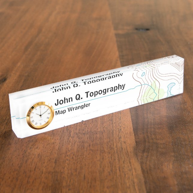 Placa De Nombre Geólogo, Cartografo Mapa Topográfico (Lateral)