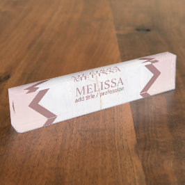 Placa De Nombre Geométrico de mármol de oro Rosa personalizado