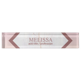 Placa De Nombre Geométrico de mármol de oro Rosa personalizado