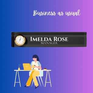 Placa De Nombre Gestor elegante y sencillo oscuro