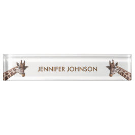 Placa De Nombre Giraffe Retratos Nombre personalizado