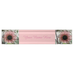 Placa De Nombre Girasol rosa pálido
