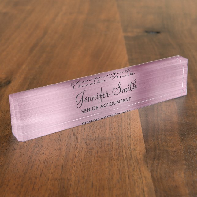 Placa De Nombre Girly Faux Light Pink Foil (Lateral)