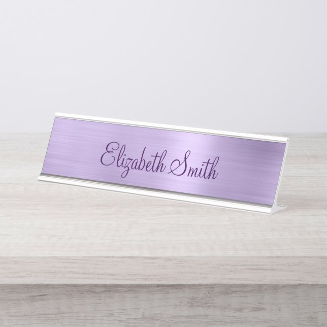 Placa De Nombre Girly Pale Purple Metallic Foil (Anverso)