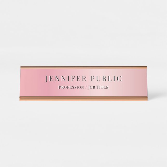 Placa De Nombre Glamour elegante plantilla moderna Rosa oro (Anverso)