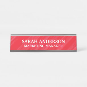 Placa De Nombre Glamour rojo rosado personalizado