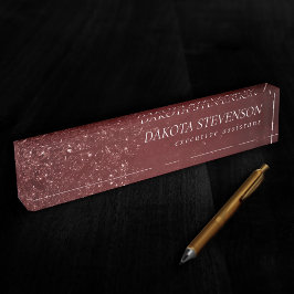 Placa De Nombre Glimmery Henna Grunge | Damasco de Glam Rojo de Sa