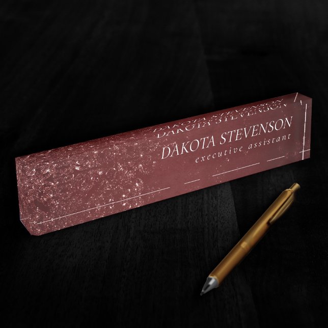 Placa De Nombre Glimmery Henna Grunge | Damasco de Glam Rojo de Sa (Subido por el creador)