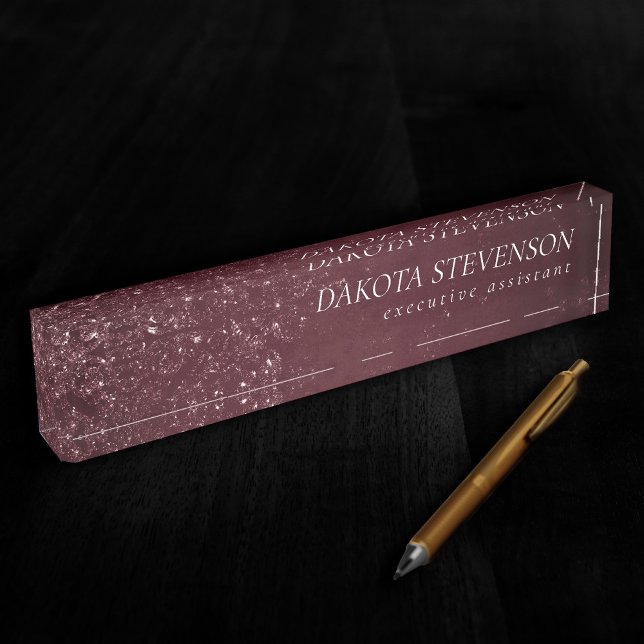 Placa De Nombre Glimmery Wine Grunge | Sangria Bordeaux Damask (Subido por el creador)
