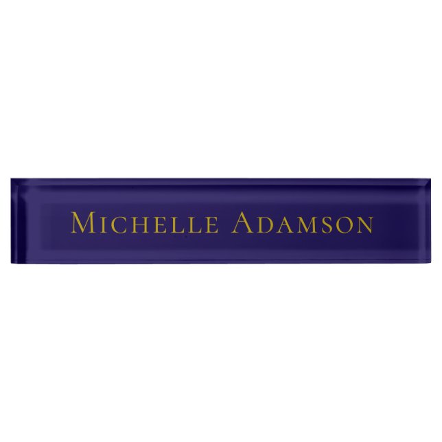 Placa De Nombre Gold & Blue Color Professional Plain Modern (Anverso)