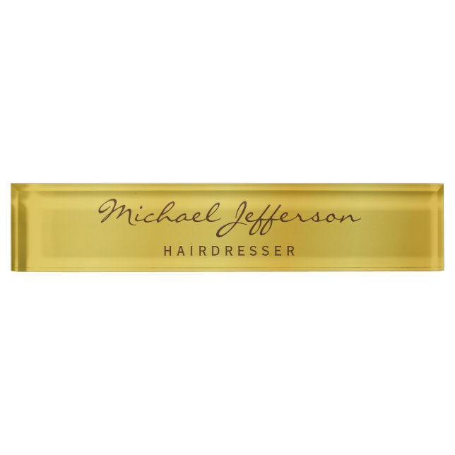 Placa De Nombre Gold Color Professional Handwriting Script (Anverso)