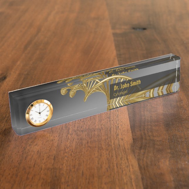 Placa De Nombre Gold Luxury Professional Medical DNA Strand (Lateral)