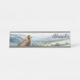 Placa De Nombre Golden Eagle Bird Wildlife Landscape Personalized