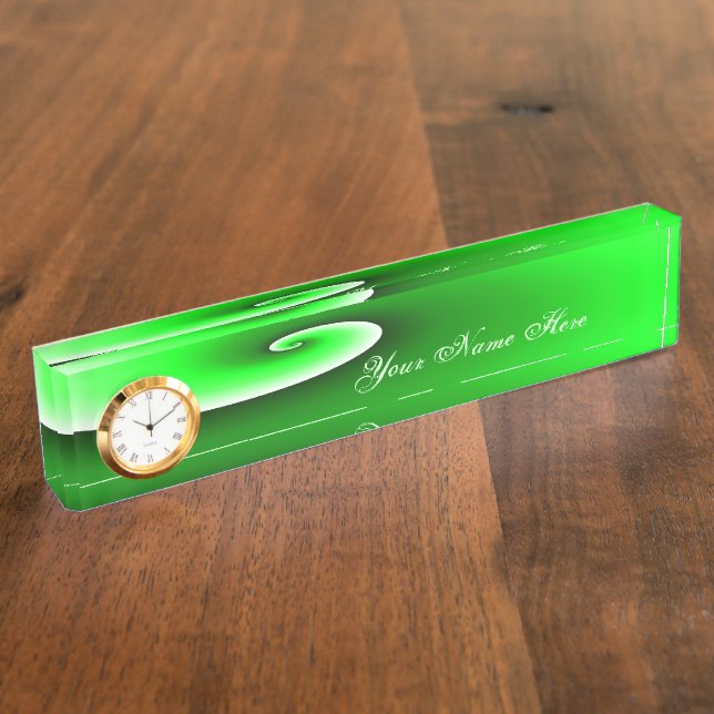 Placa De Nombre Gradiente en espiral verde blanco (Lateral)