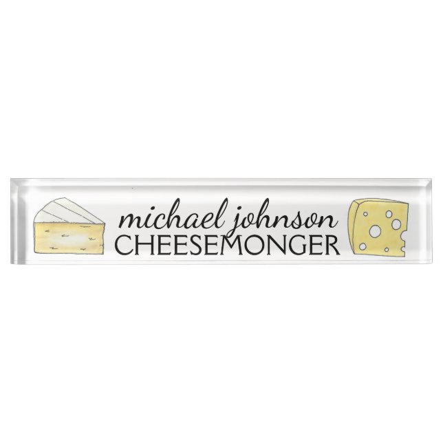 Placa De Nombre Granjero de lechería Brie Swiss Cheese Wedge Chees (Anverso)