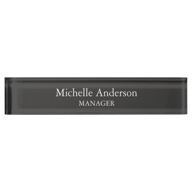 Placa De Nombre Gray Professional Manager Moderno (Anverso)