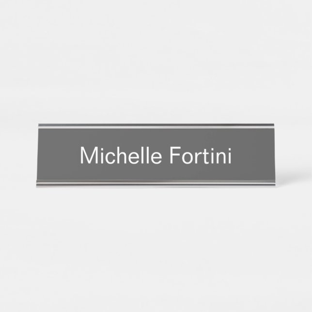 Placa De Nombre Grey White Minimalist Plain Modern (Anverso)
