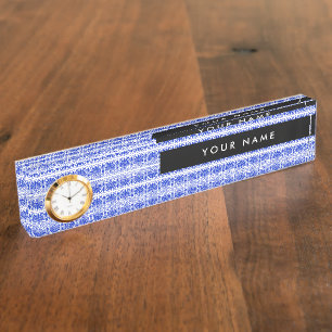 Placa De Nombre Griego Fret Arabesque Blue, Tu Nombre, Personaliza