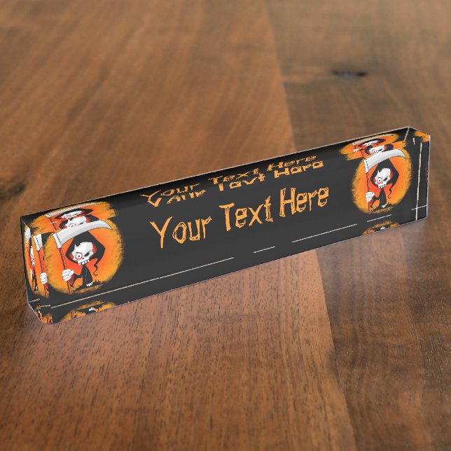 Placa De Nombre Grim Reaper Personalizado (Lateral)