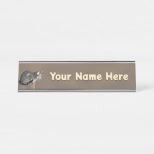 Placa De Nombre Gris ahumado gato de tabulación