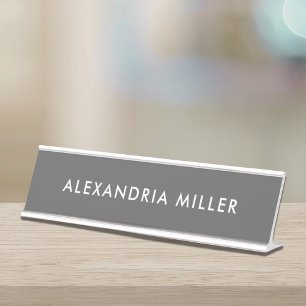 Placa De Nombre Gris moderno personalizado