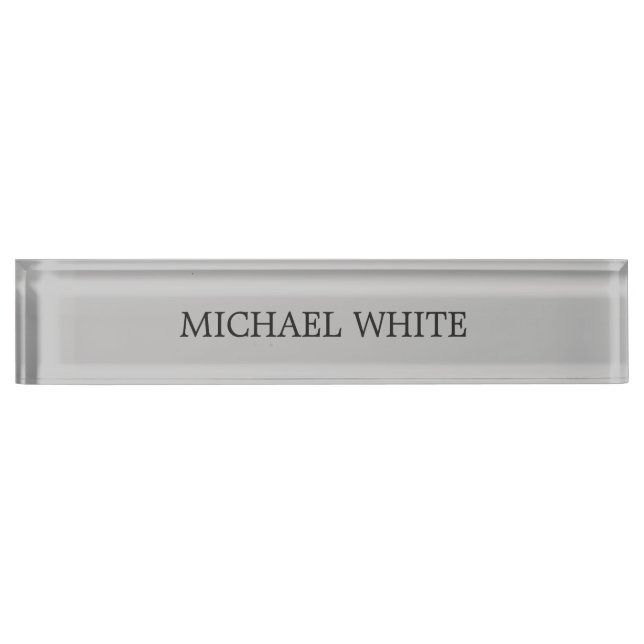Placa De Nombre Gris moderno y sencillo Minimalista (Anverso)
