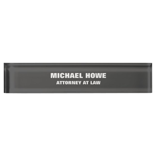 Placa De Nombre Gris Negrita legible Profesional Trendy Moderno (Anverso)
