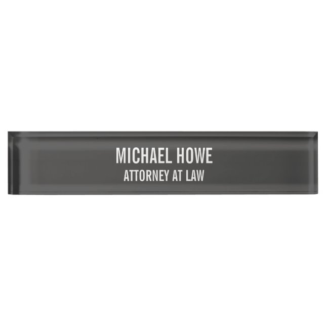 Placa De Nombre Gris Negrita legible Profesional Trendy Moderno (Anverso)