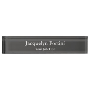 Placa De Nombre Gris Plain Elegant Moderno Minimalista