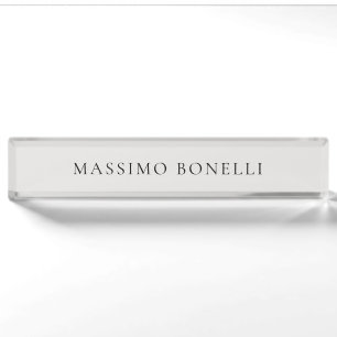 Placa De Nombre Gris platino minimalista plano moderno