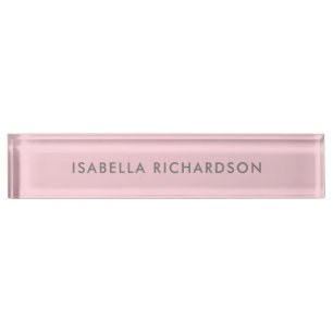 Placa De Nombre Gris rosa moderno y elegante