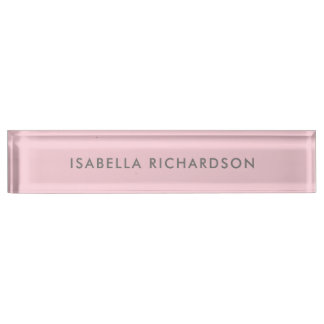 Placa De Nombre Gris rosa moderno y elegante