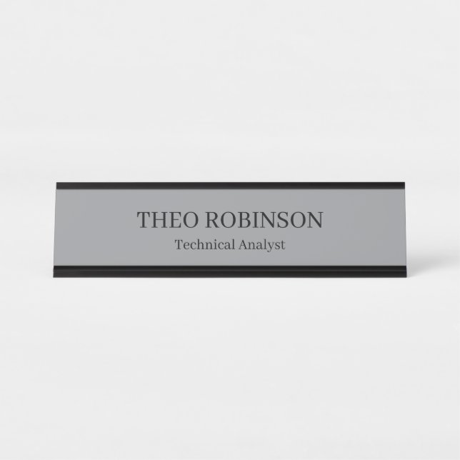 Placa De Nombre Gris y negro moderno profesional (Anverso)