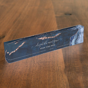 Placa De Nombre Guión de firma de Relieve metalizado dorado de col