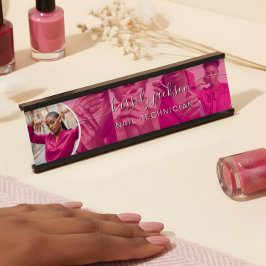 Placa De Nombre Guión elegante para técnicos de uñas modernos Nomb