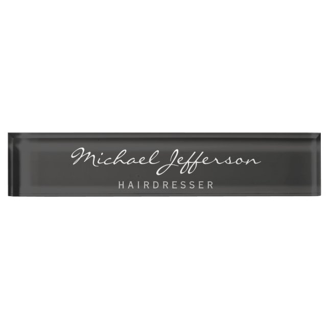 Placa De Nombre Guión para peluquero profesional (Anverso)