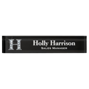 Placa De Nombre H Faux Diamond Desk Nameplate