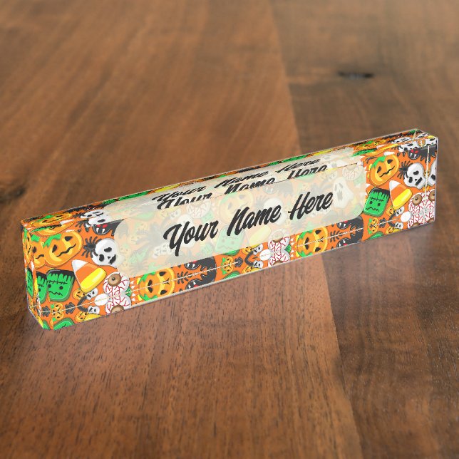 Placa De Nombre Halloween Spooky Candies Fiesta (Lateral)